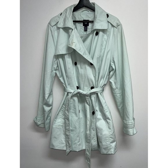 GAP Jackets & Blazers - Gap factory Womens Trench Coat Size XXL Light Mint Green Button Up Belted
